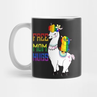 Free Mom Hugs LGBT Llama Mama Pride Shirt Rainbow Mug